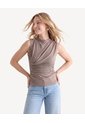 Camiseta Cuello Alto Drapeada  Para Mujer Verde Seven Seven de Seven Seven