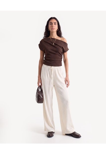 Camiseta Escote Lateral  Para Mujer Café Seven Seven