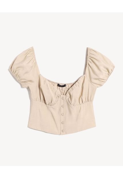 Blusa Para Mujer Manga Corta Color Beige Marca Seven Seven #28124021