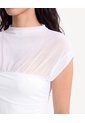 Camiseta Cuello Alto En Mesh  Para Mujer Hueso Seven Seven de Seven Seven