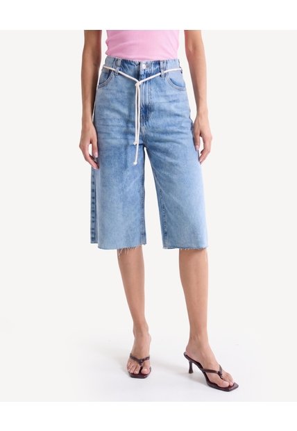 Jort Denim Largo Con Cordón Ajustable  Para Mujer Azul Seven Seven