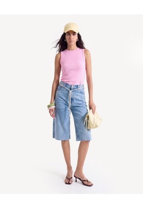 Jort Denim Largo Con Cordón Ajustable  Para Mujer Azul Seven Seven