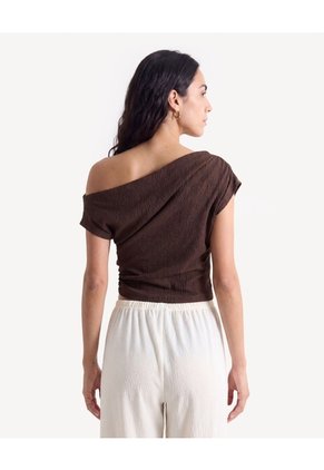 Camiseta Escote Lateral  Para Mujer Café Seven Seven