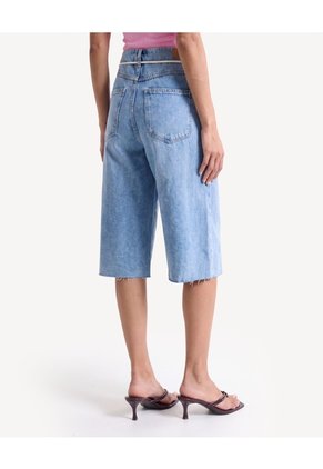 Jort Denim Largo Con Cordón Ajustable  Para Mujer Azul Seven Seven