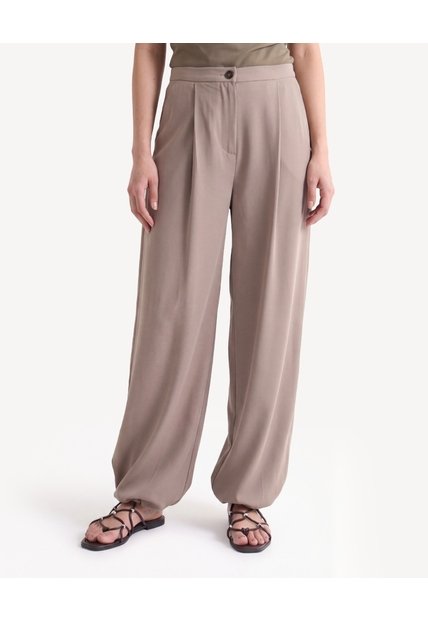 Pantalón Balloon Pinzas Frontales  Para Mujer Taupe Seven Seven