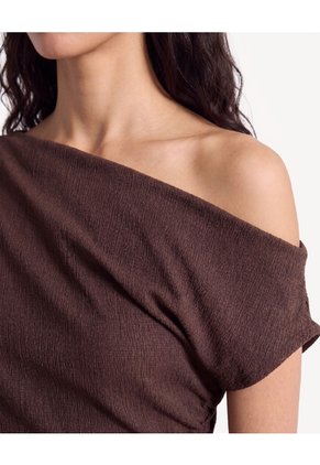 Camiseta Escote Lateral  Para Mujer Café Seven Seven