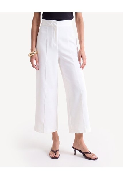 Pantalón Culotte Con Prenses  Para Mujer Blanco Seven Seven