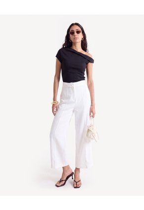 Pantalón Culotte Con Prenses Para Mujer Blanco Seven Seven