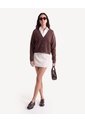 Saco Cardigan De Punto Con Escote V  Para Mujer Café Seven Seven de Seven Seven
