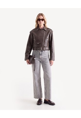 Chaqueta Biker Corta En Pu  Para Mujer Café Seven Seven Seven Seven