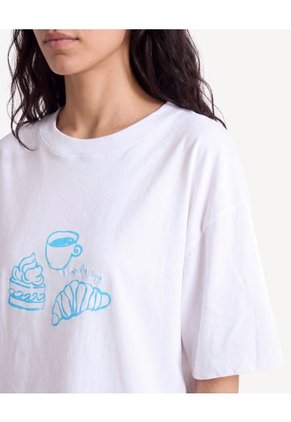 Camiseta Boxy Con Estampado  Para Mujer Crudo Seven Seven