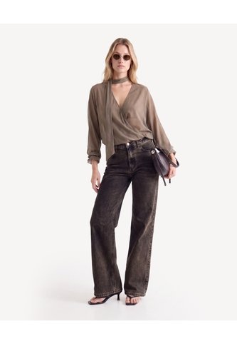 Blusa Con Corbata  Para Mujer Verde Seven Seven Seven Seven