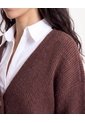 Saco Cardigan De Punto Con Escote V  Para Mujer Café Seven Seven de Seven Seven