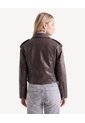 Chaqueta Biker Corta En Pu  Para Mujer Café Seven Seven de Seven Seven