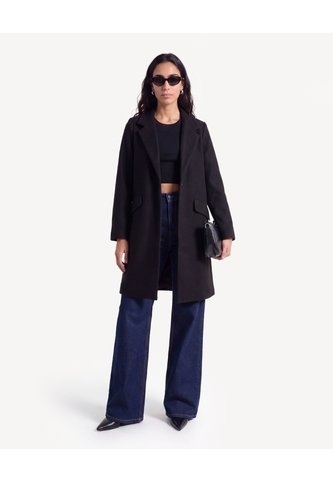 Chaqueta Abrigo Con Bolsillos  Para Mujer Negro Seven Seven Seven Seven