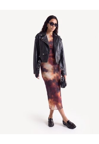 Chaqueta Biker Con Cinturón  Para Mujer Negro Seven Seven Seven Seven