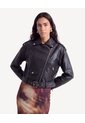 Chaqueta Biker Con Cinturón  Para Mujer Negro Seven Seven de Seven Seven
