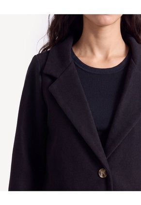 Chaqueta Abrigo Con Bolsillos  Para Mujer Negro Seven Seven