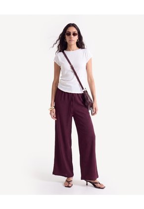 Pantalón Suelto Con Cordón Ajustable  Para Mujer Vino Seven Seven