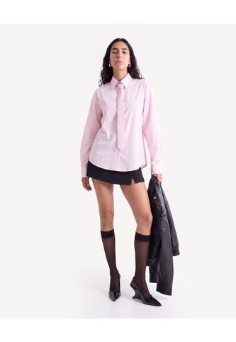 Blusa Camisera Oversize Con Corbata  Para Mujer Rosa Seven Seven Seven Seven