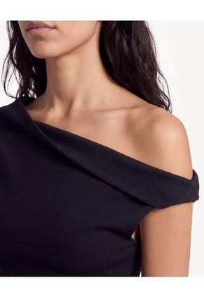 Blusa Con Torsión Y Escote Lateral Para Mujer Negro Seven Seven