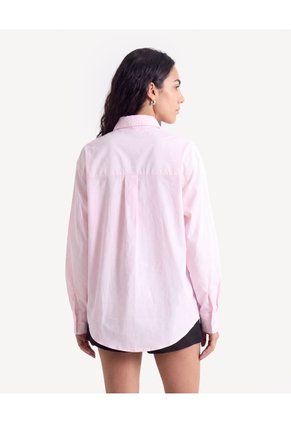 Blusa Camisera Oversize Con Corbata  Para Mujer Rosa Seven Seven