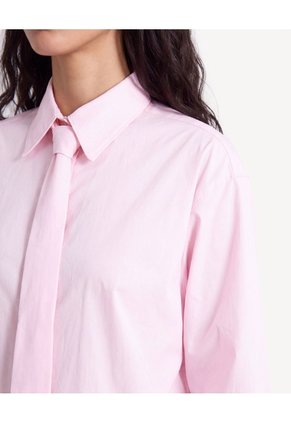 Blusa Camisera Oversize Con Corbata  Para Mujer Rosa Seven Seven