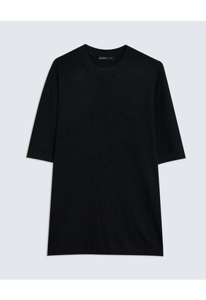 Camiseta Tejida Oversize  Para Hombre Negro Seven Seven