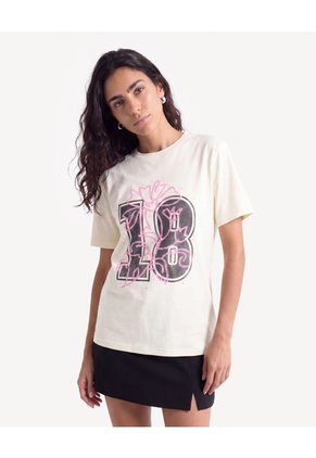 Camiseta Holgada Con Screen Frontal  Para Mujer Amarillo Seven Seven