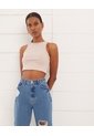Crop Top Acanalado  Para Mujer Beige Seven Seven de Seven Seven