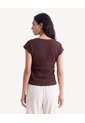 Camiseta Texturizada De Manga Corta  Para Mujer Café Seven Seven de Seven Seven