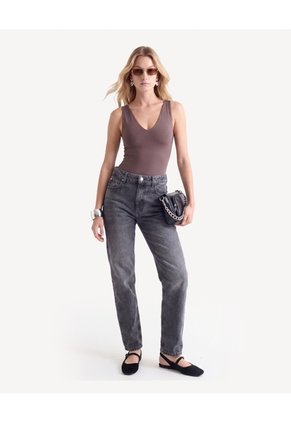 Body Escote V Doble Frente Para Mujer Café Seven Seven