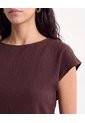 Camiseta Texturizada De Manga Corta  Para Mujer Café Seven Seven de Seven Seven