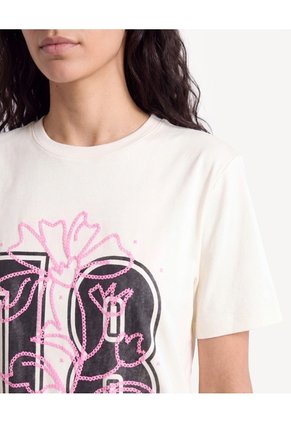 Camiseta Holgada Con Screen Frontal  Para Mujer Amarillo Seven Seven