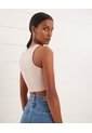 Crop Top Acanalado  Para Mujer Beige Seven Seven de Seven Seven