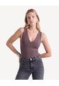 Body Escote V Doble Frente  Para Mujer Café Seven Seven de Seven Seven