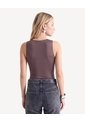 Body Escote V Doble Frente  Para Mujer Café Seven Seven de Seven Seven