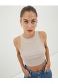 Crop Top Acanalado  Para Mujer Beige Seven Seven de Seven Seven