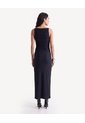 Vestido Largo Con Recogidos  Para Mujer Negro Seven Seven de Seven Seven