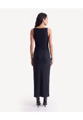 Vestido Largo Con Recogidos Para Mujer Negro Seven Seven