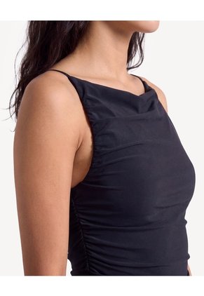 Vestido Largo Con Recogidos Para Mujer Negro Seven Seven