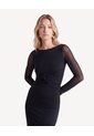 Vestido Midi Mesh  Para Mujer Negro Seven Seven de Seven Seven
