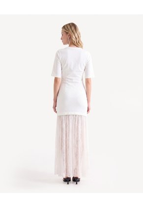 Vestido Largo Con Encaje Para Mujer Hueso Seven Seven