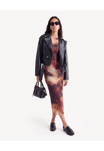 Vestido Midi De Mesh Con Espalda Abierta  Para Mujer Rojo Seven Seven Seven Seven