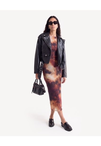 Vestido Midi De Mesh Con Espalda Abierta  Para Mujer Rojo Seven Seven