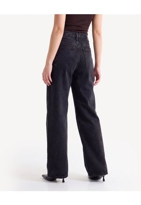 Jean Wide Leg Con Desgaste  Para Mujer Negro Seven Seven