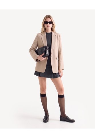 Blazer Cruzado Con Bolsillos  Para Mujer Taupe Seven Seven Seven Seven