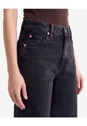 Jean Wide Leg Con Desgaste  Para Mujer Negro Seven Seven