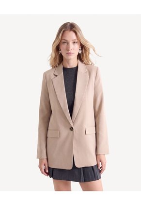 Blazer Cruzado Con Bolsillos  Para Mujer Taupe Seven Seven