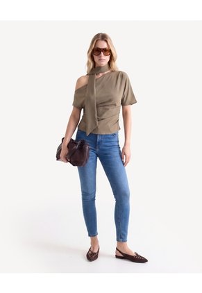 Jean Skinny Tiro Medio  Para Mujer Azul Seven Seven